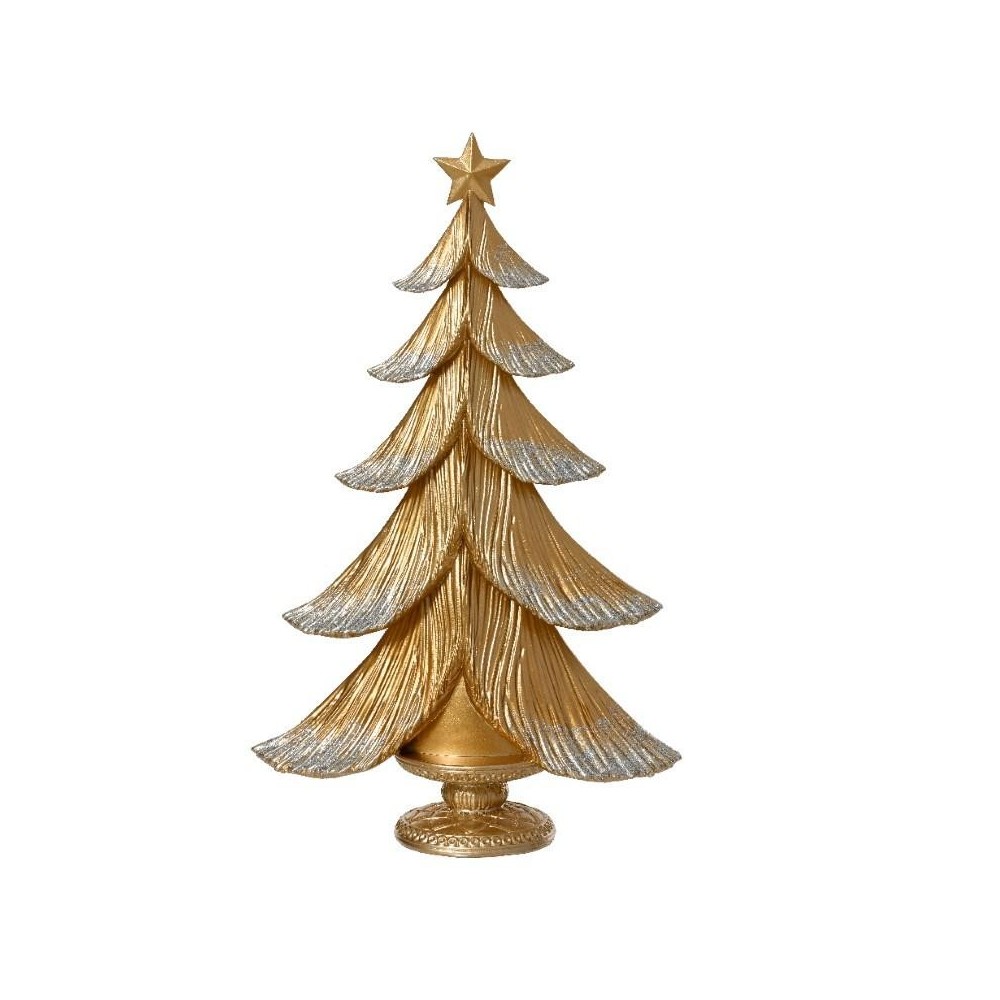 ALBERO RESINA ORO PERLINE H.34CM.